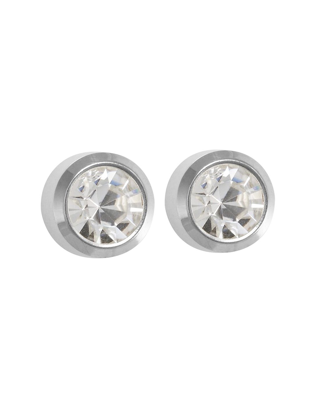 STUDEX Stainless Steel Silver Plated Crystal Studded Bezel Circular Shaped Studs-picture-33