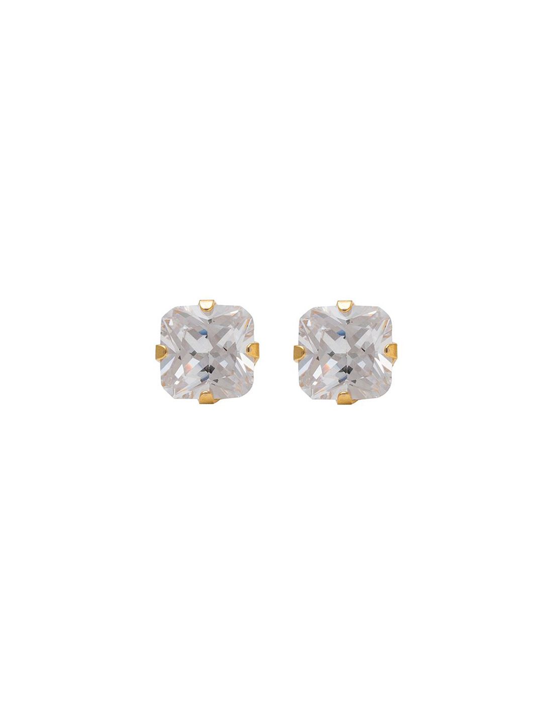 STUDEX Stainless Steel 24K Pure Gold Plated Cubic Zirconia Studded Circular Shaped Studs-picture-29