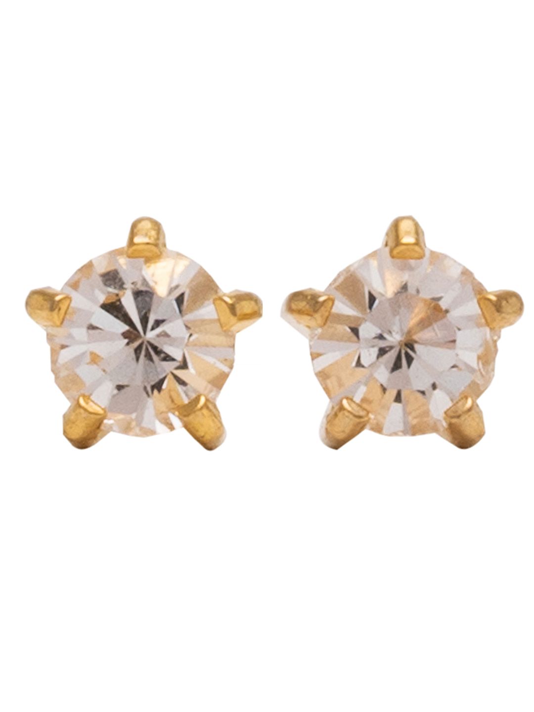 STUDEX 24K Pure Gold Plated Stainless Steel Crystal Studded Circular Shaped Studs-picture-19