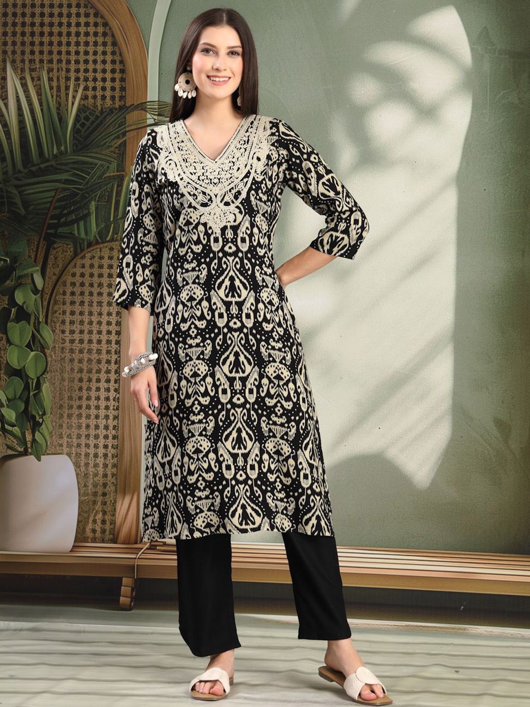 Nayam By Lakshita Women Abstract Printed Kurta with Palazzo-picture-24