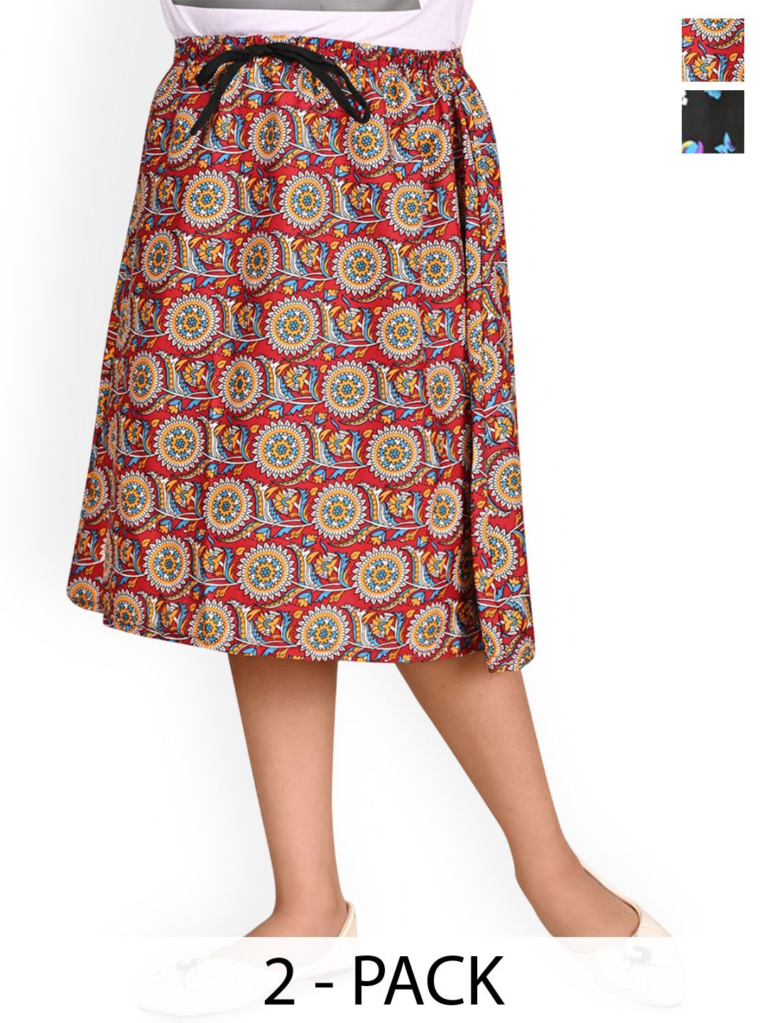 BAESD Girls Pack Of 2 Floral Printed Knee-Length Skirts-picture-30