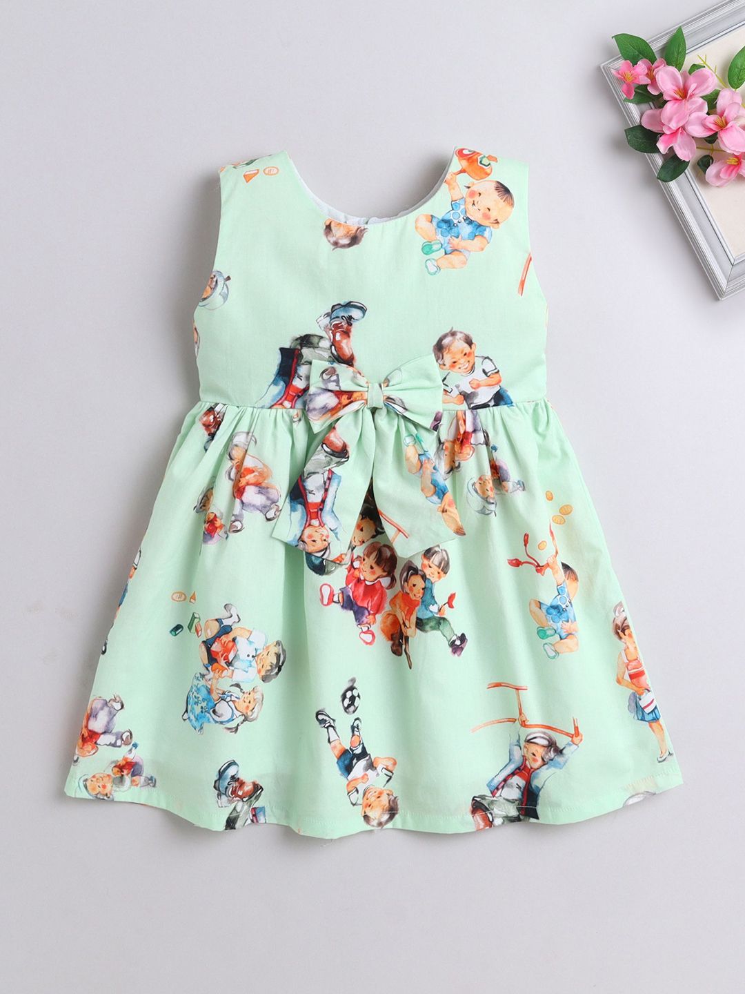 The Magic Wand Girls Floral Printed Fit & Flare Sleeveless Dress-picture-55