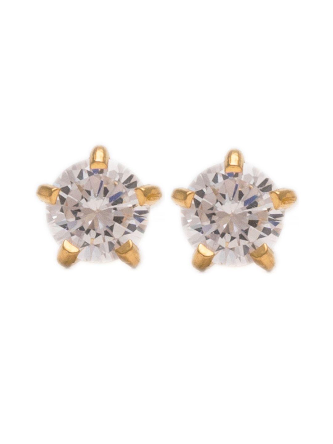 STUDEX 24K Pure Gold Plated Stainless Steel Cubic Zirconia Studded Circular Shaped Studs-picture-36