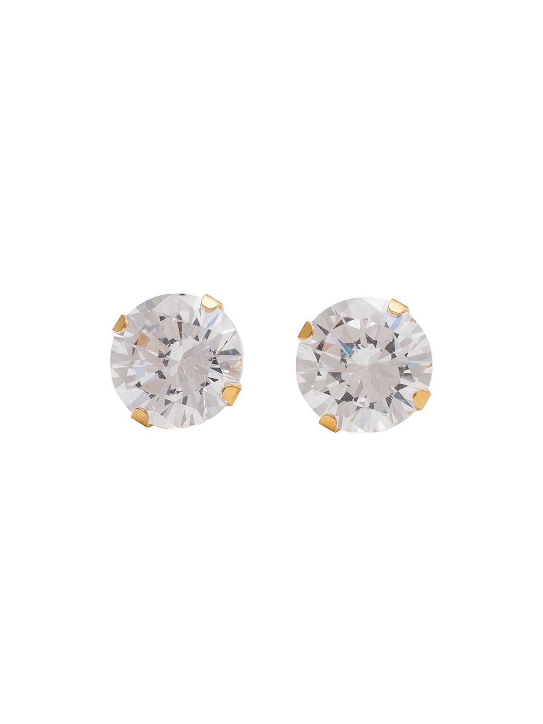 STUDEX Stainless Steel 24K Pure Gold Plated Cubic Zirconia Studded Circular Shaped Studs-picture-27