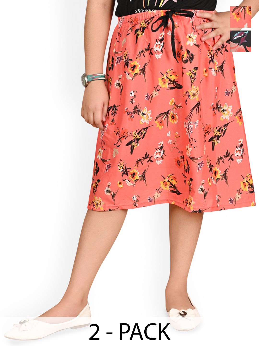 BAESD Pack Of-2 Girls Floral Printed Knee-Length Skirts-picture-51