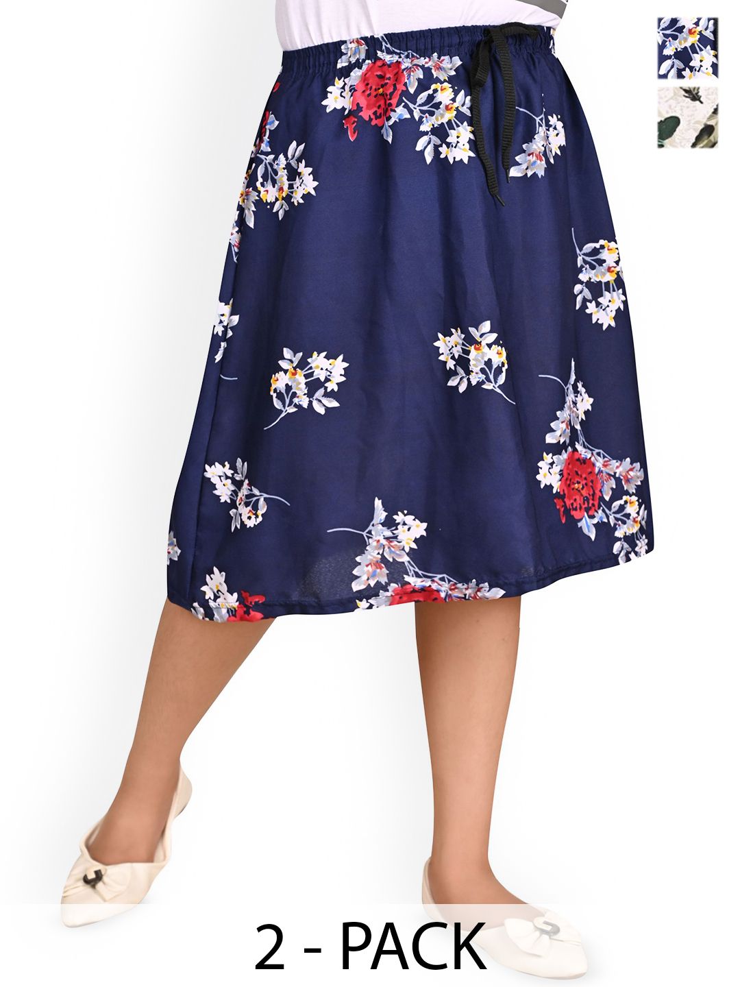 BAESD Girls Pack Of 2 Printed Knee-Length Skirts-picture-19