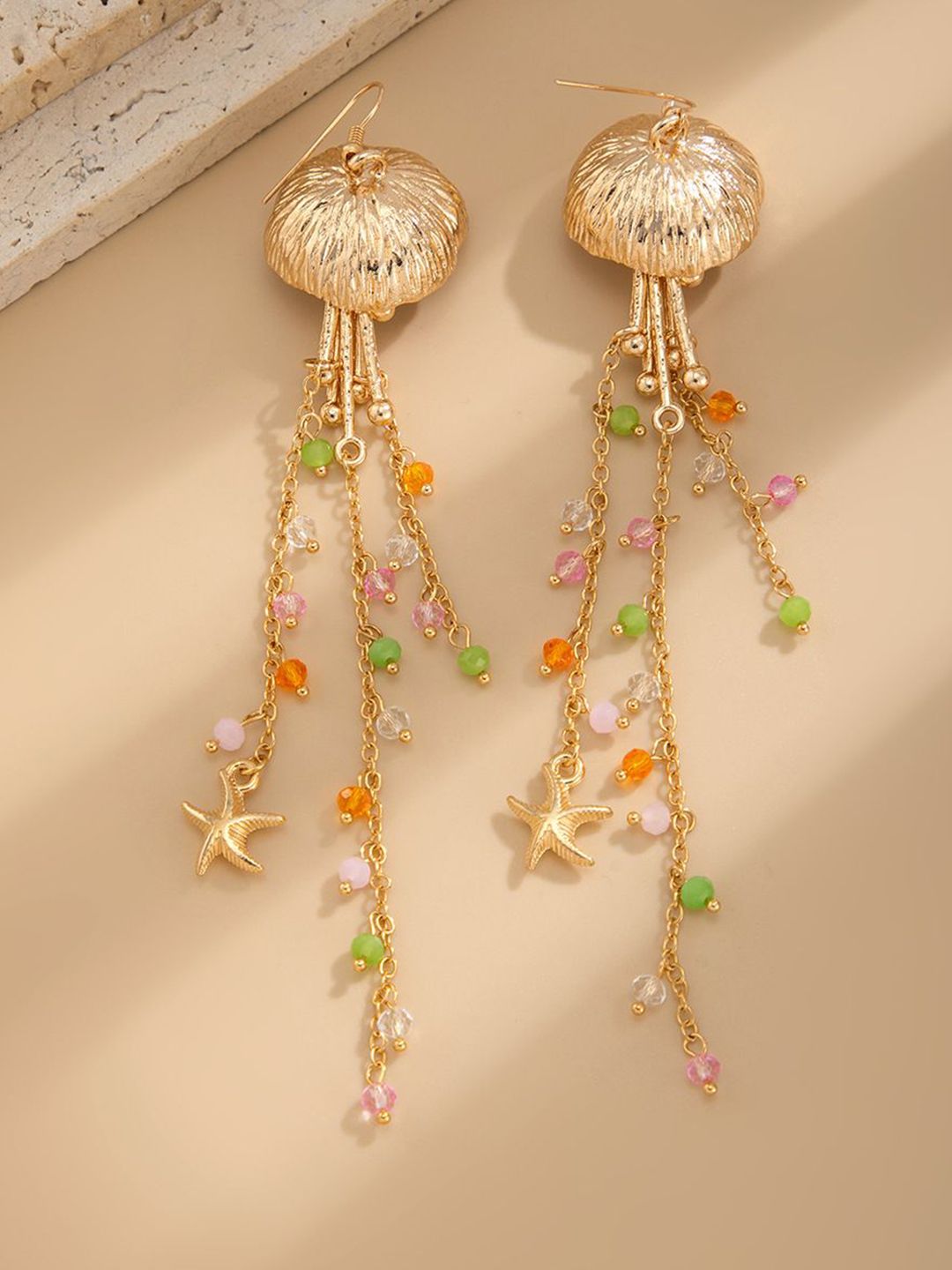 StyleCast x Revolte Gold Plated Artificial Beaded Contemporary Drop Earrings-picture-15