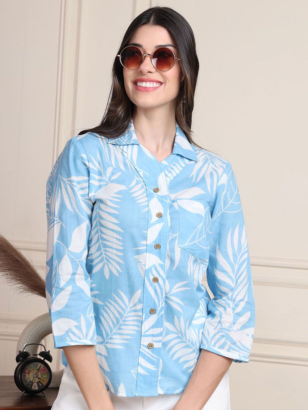 Moda Rapido Women Floral Print Organic Cotton Shirt Style Top-picture-26