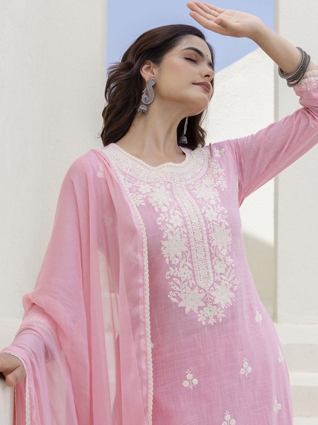 Anouk Women Ethnic Motifs Embroidered Regular Zardozi Kurta with Pyjamas & Dupatta