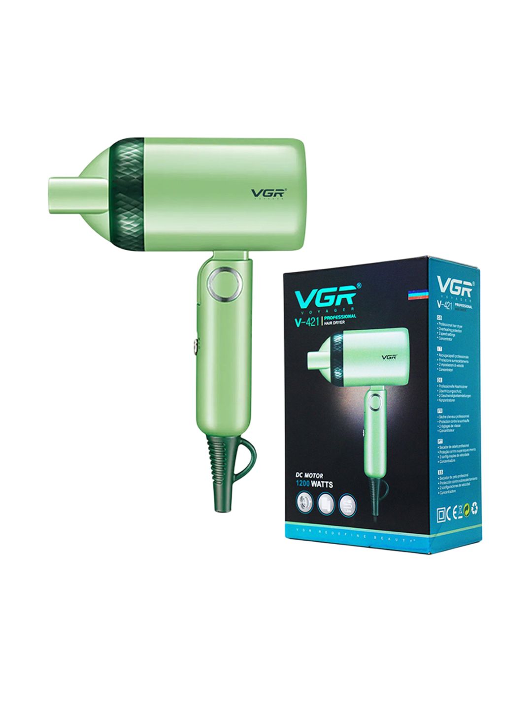 VGR V-421 Professional 1200 Watts Foldable Hair Dryer - Green