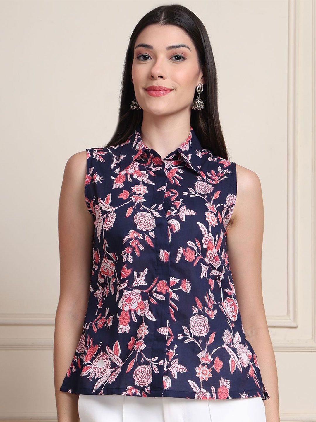 Moda Rapido Women Ethnic Motifs Print Pure Cotton Shirt Style Top-picture-37