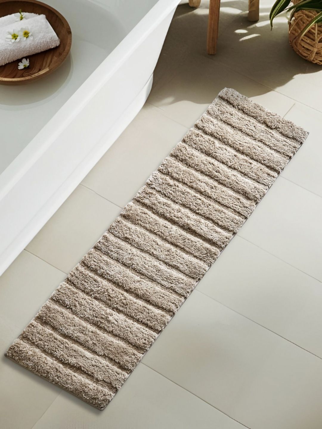 Home Centre Brown Textured 1850 GSM Anti-Slip Bath Rug-image-30
