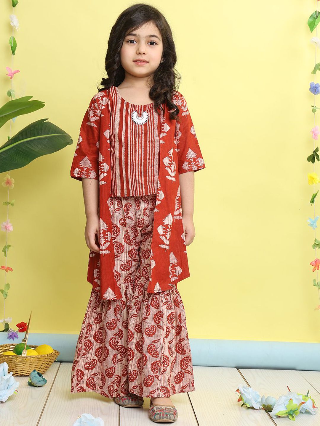 here&now x kinder kids Here&Now X Kinder Girls Printed Pure Cotton Top & Trousers-picture-12