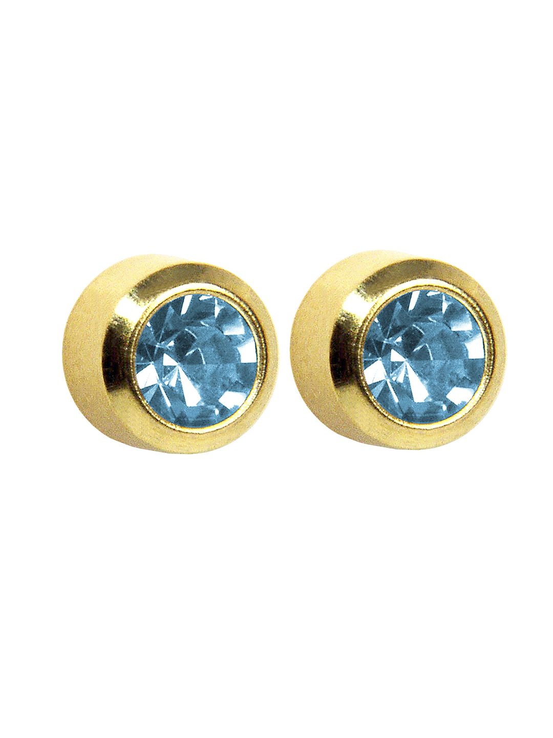 STUDEX 24K Pure Gold Plated Stainless Steel Aquamarine Studded Circular Shaped Studs-picture-37