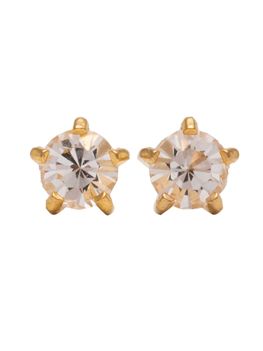 STUDEX 24K Pure Gold Plated Stainless Steel Crystal Studded Circular Shaped Studs-picture-14