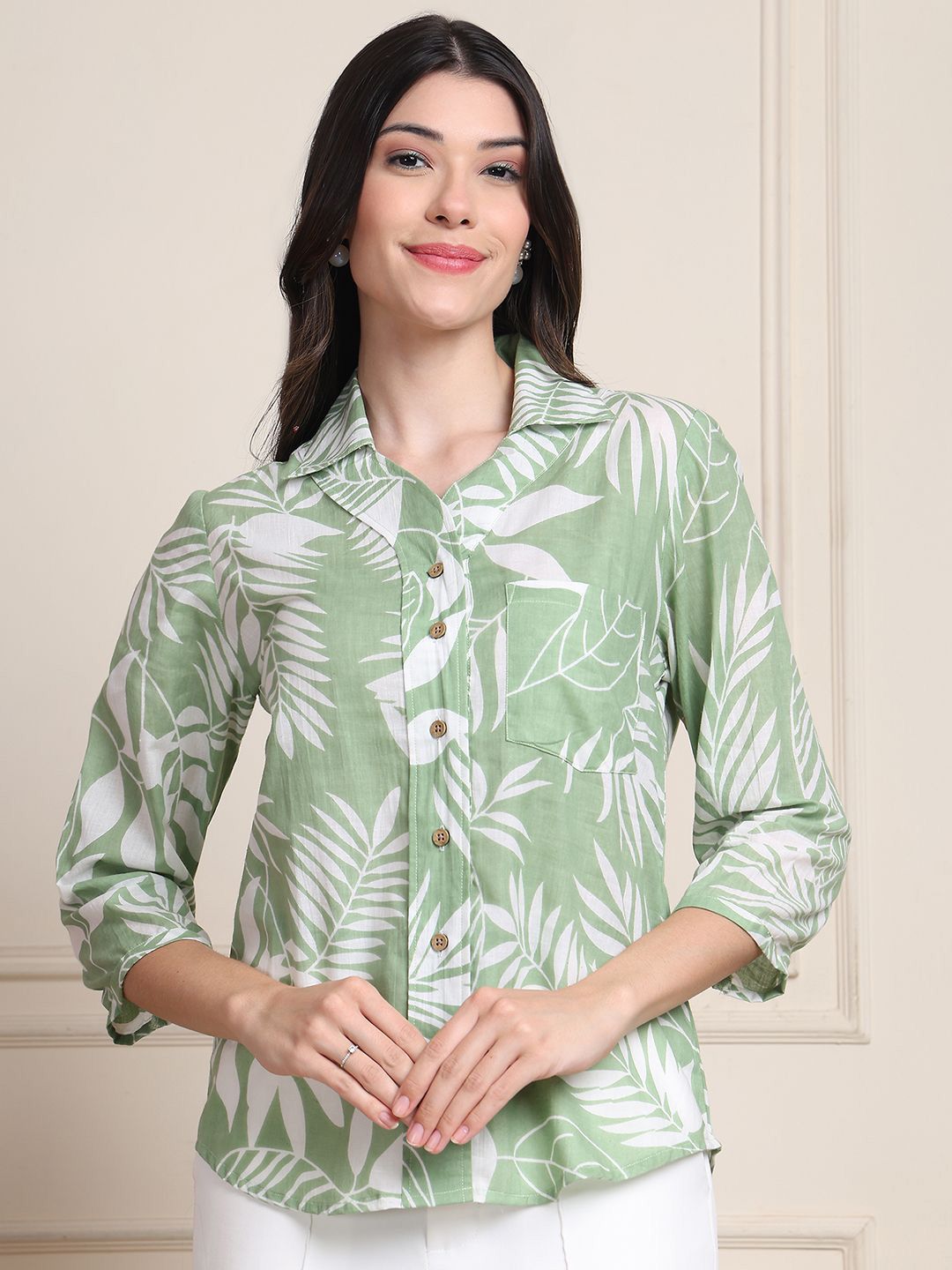 Moda Rapido Women Floral Print Organic Cotton Shirt Style Top-picture-22