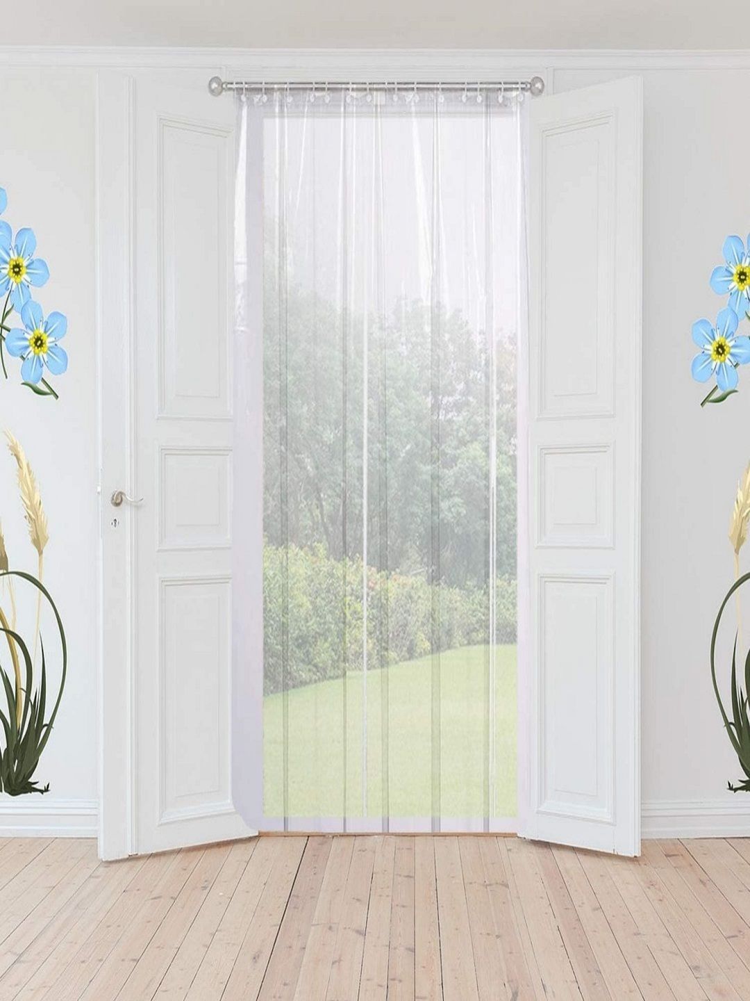 RRC Transparent 2 Pieces Polycotton Sheer Door Curtains-picture-30