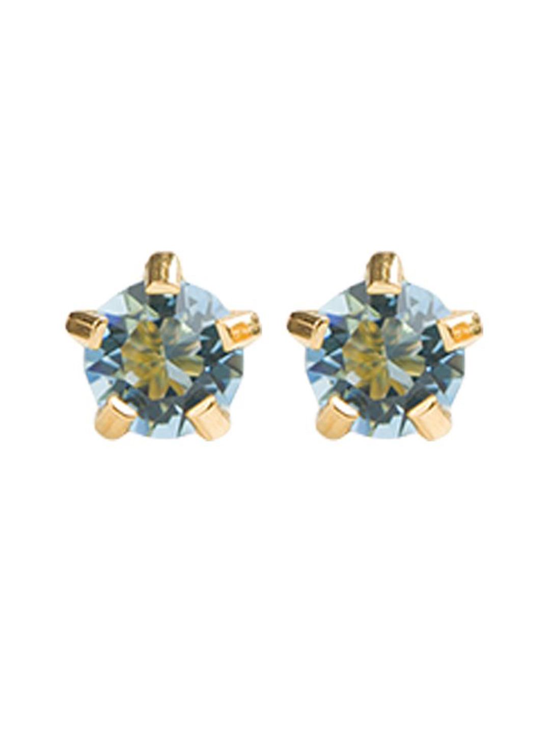 STUDEX Stainless Steel 24K Pure Gold Plated Aquamarine Studded Circular Shaped Studs-picture-21