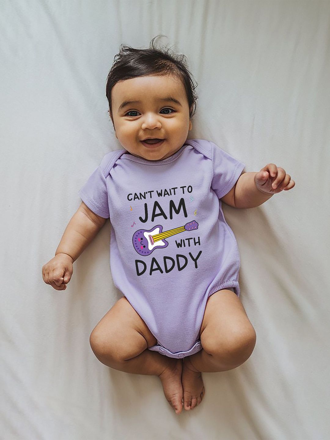 Zeezeezoo Infant Kids Can't Wait To Jam With Daddy Printed Pure Cotton Bodysuit-picture-21