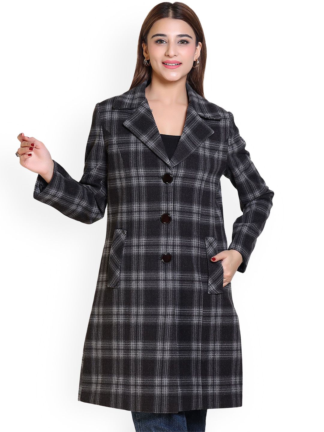 Hallinton Checked Notched-Collar Longline Overcoat