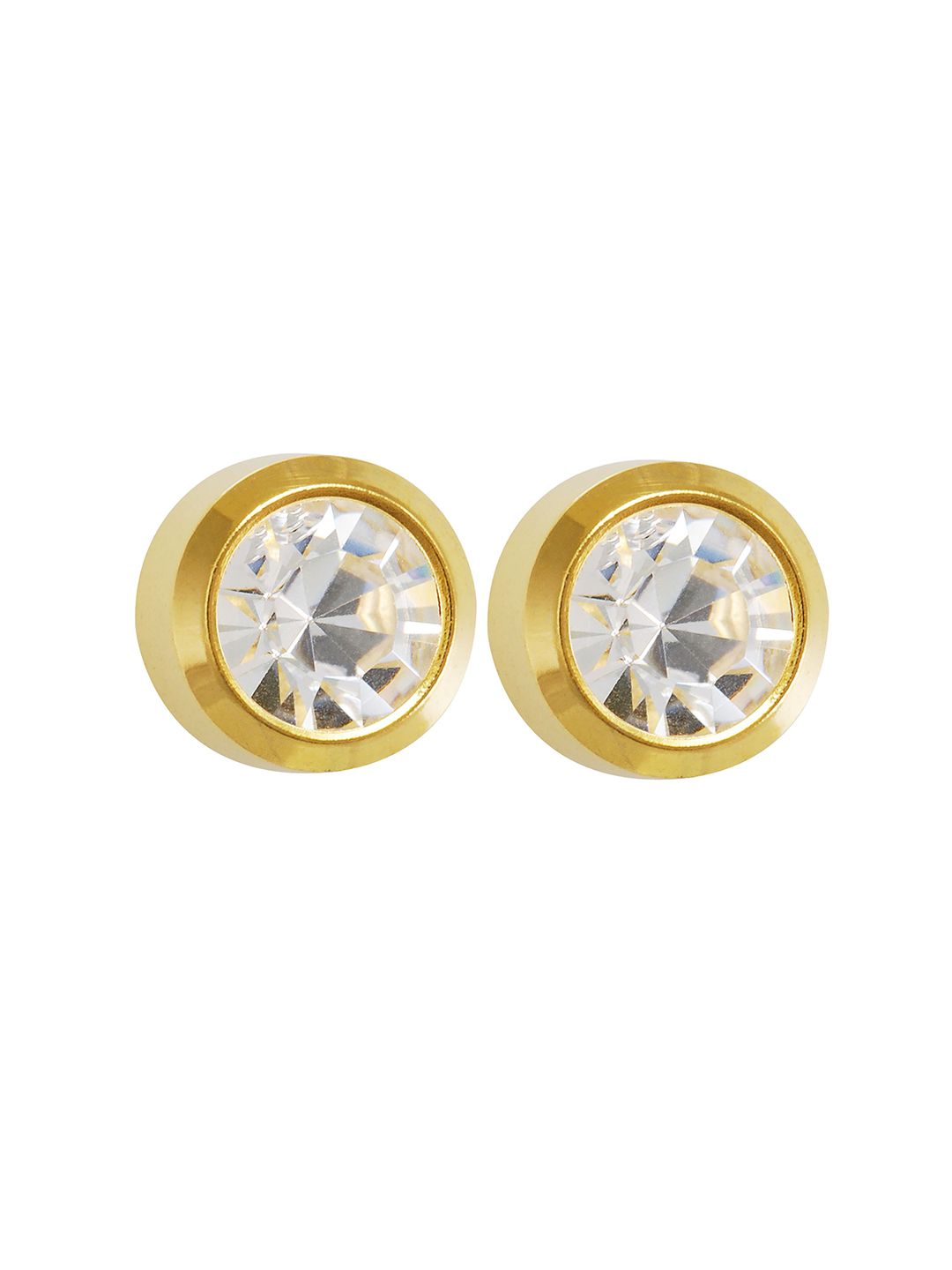 STUDEX 24K Pure Gold Plated Stainless Steel Crystal Studded Circular Shaped Studs-picture-15