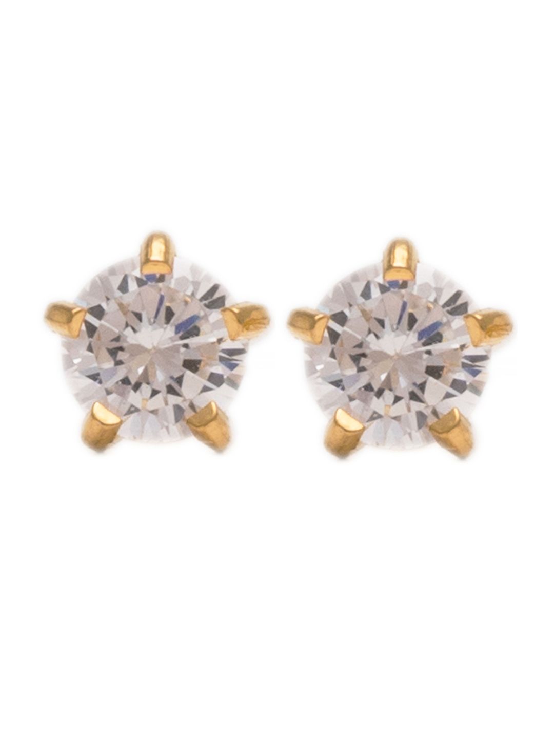 STUDEX 24K Pure Gold Plated Stainless Steel Cubic Zirconia Studded Circular Shaped Studs-picture-34