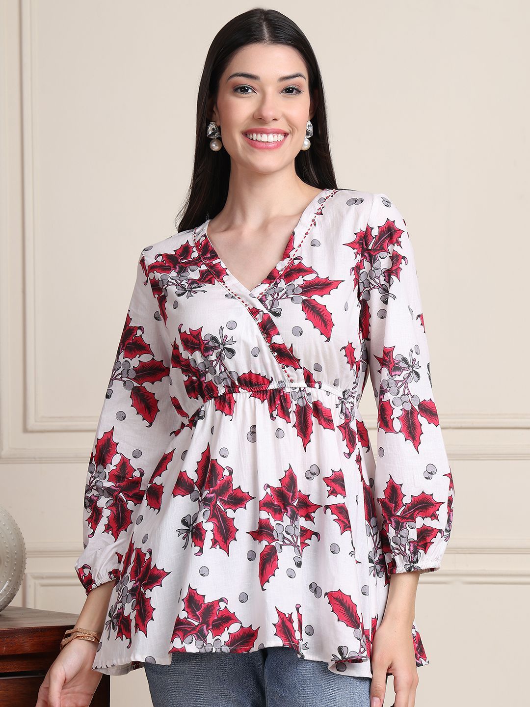 Moda Rapido Women Floral Print Organic Cotton Empire Top-picture-23
