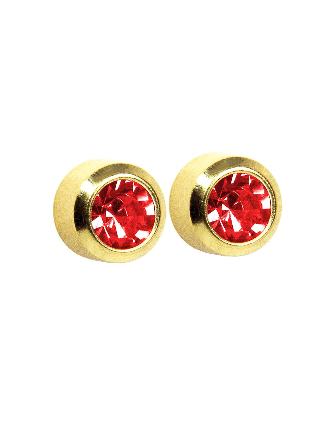 STUDEX 24K Pure Gold Plated Stainless Steel Faux Ruby Studded Circular Shaped Studs-picture-25