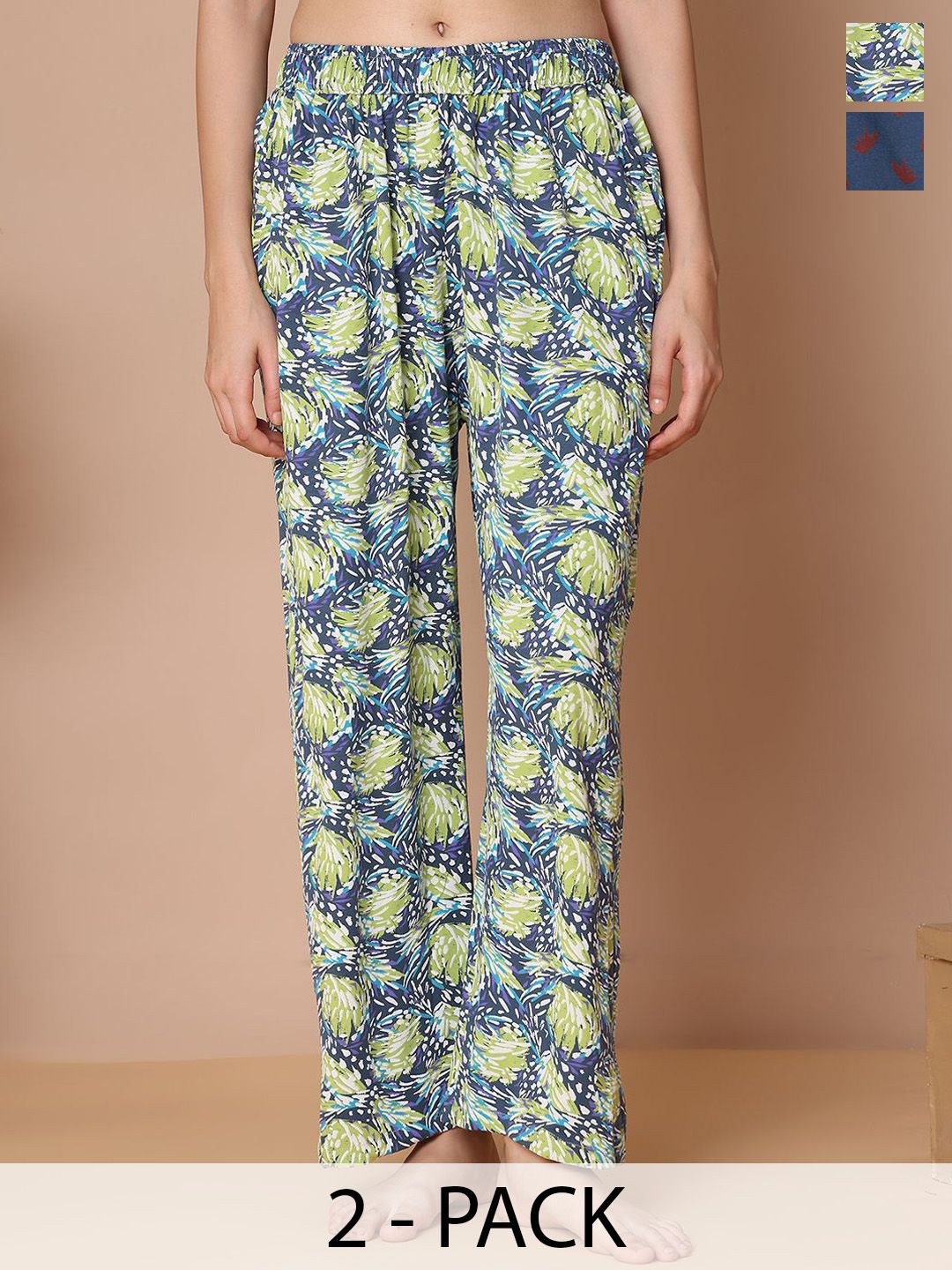 TAG 7 Pack Of 2 Printed Cotton Mid-Rise Lounge Pants-picture-34