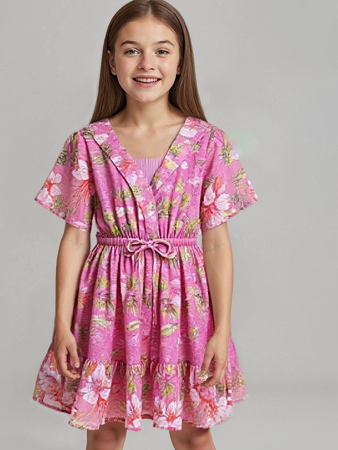 ARIAS By LARA DUTTA Girls Floral Print Blouson Dress-picture-44