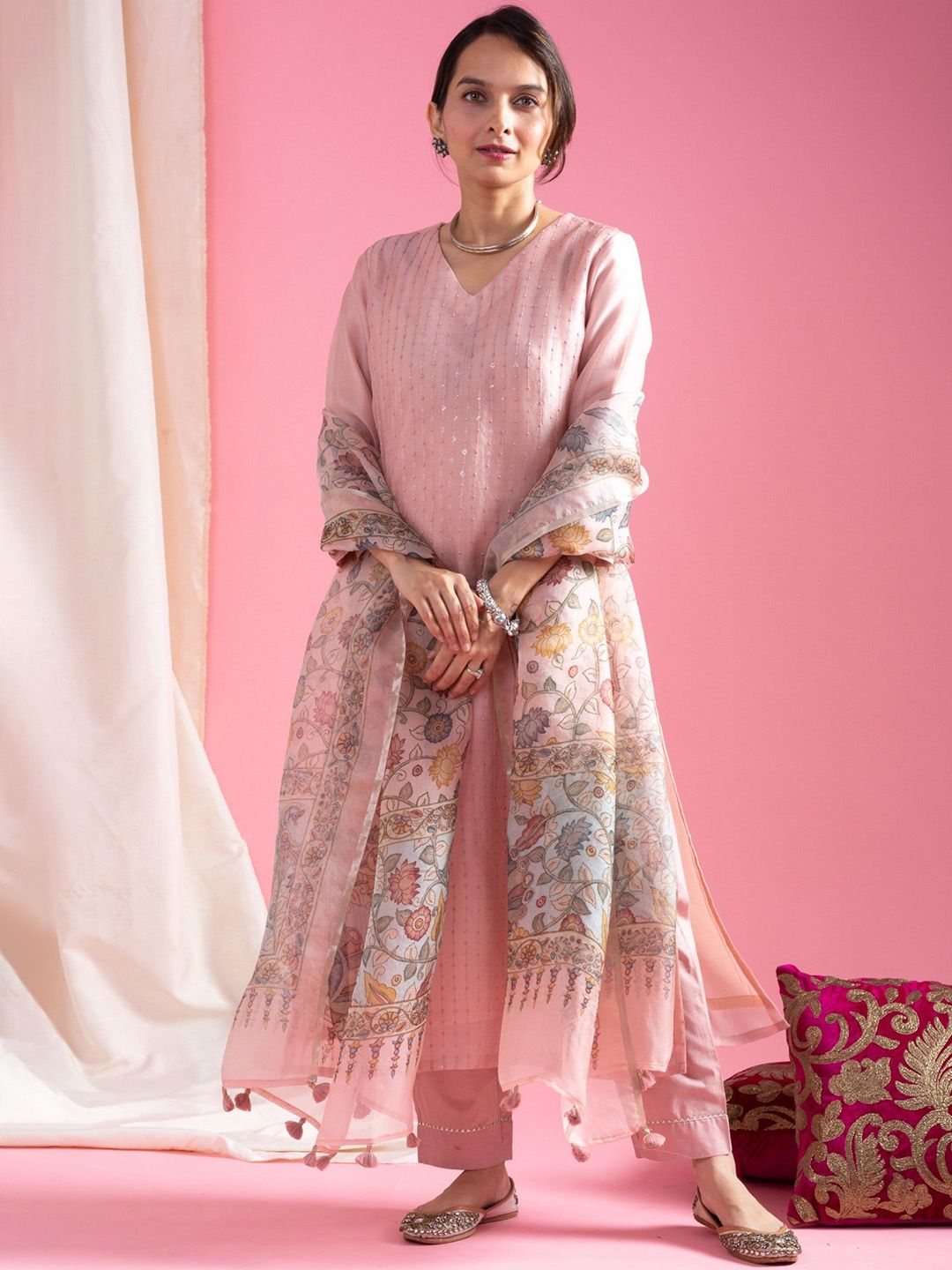 PEENGAX Women Striped Kurta with Trousers & Dupatta