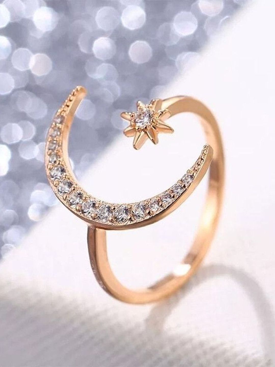 Crazy Fashion Star Moon Stone Studded Finger Ring-picture-20