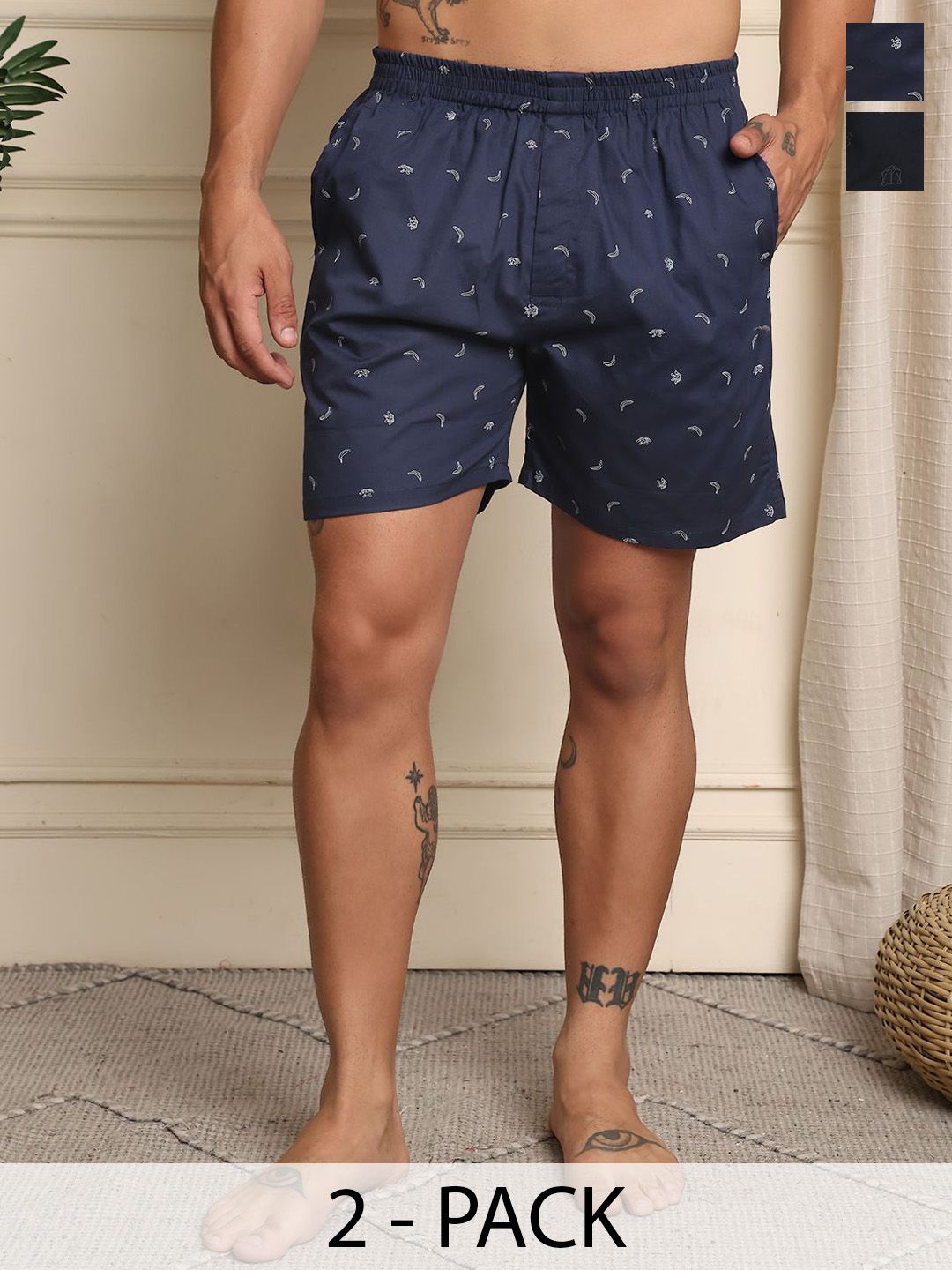 Mast & Harbour Pack Of 2 Printed Pure Cotton Boxers BOXCOM133-S-picture-30
