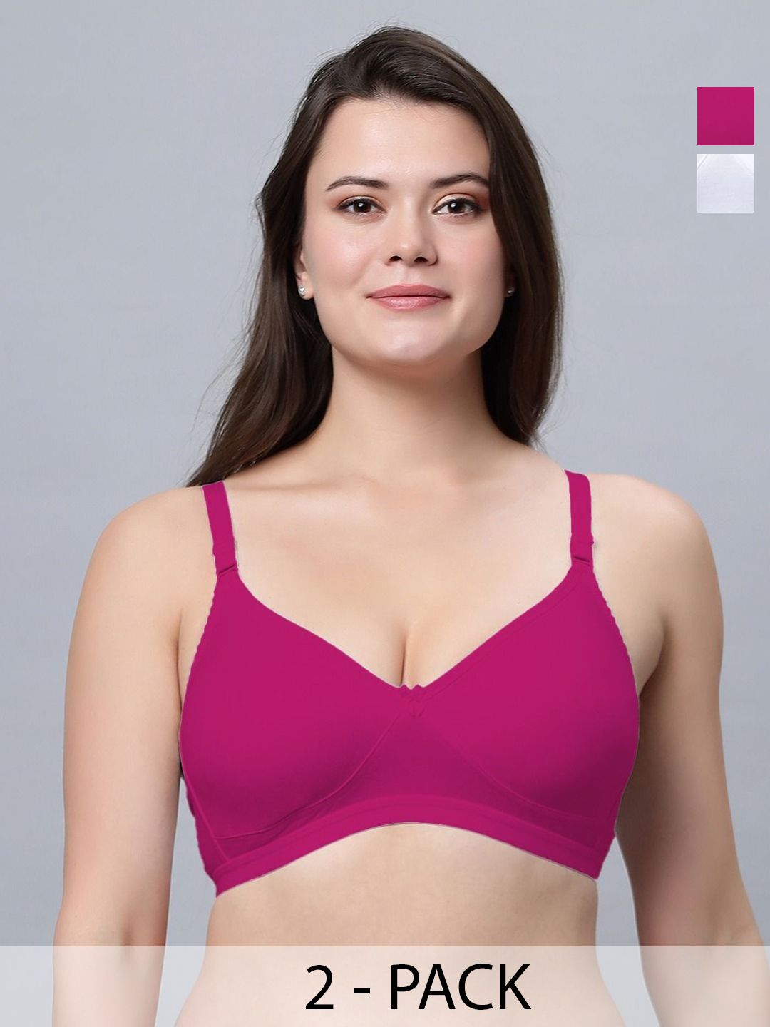 Eden  Women Pack Of 2 Full Coverage Non Padded Cotton T-shirt Bra