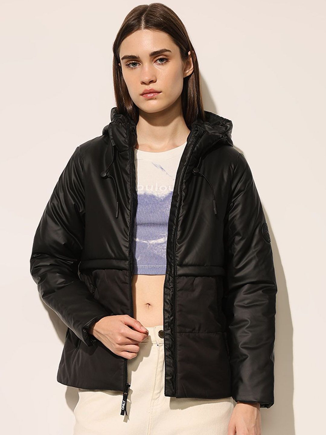 ONLY Women Solid Hooded Neck Puffer Jacket-picture-35