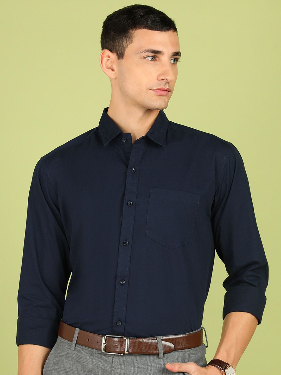 Encore By INVICTUS Slim Fit Spread Collar Long Sleeves Formal Cotton Shirt-picture-40