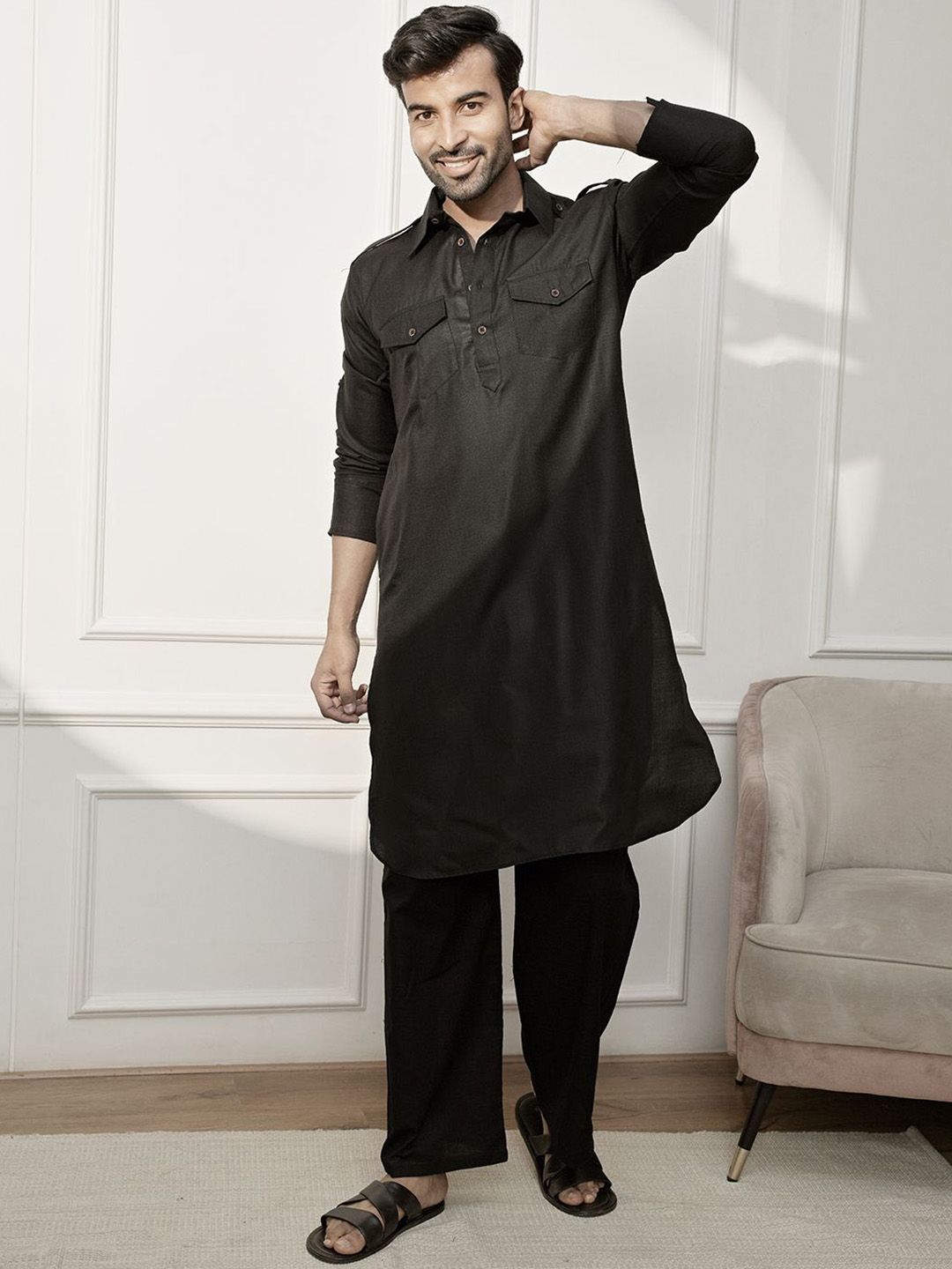 VASTRAMAY Men Regular Kurta with Palazzos-picture-36