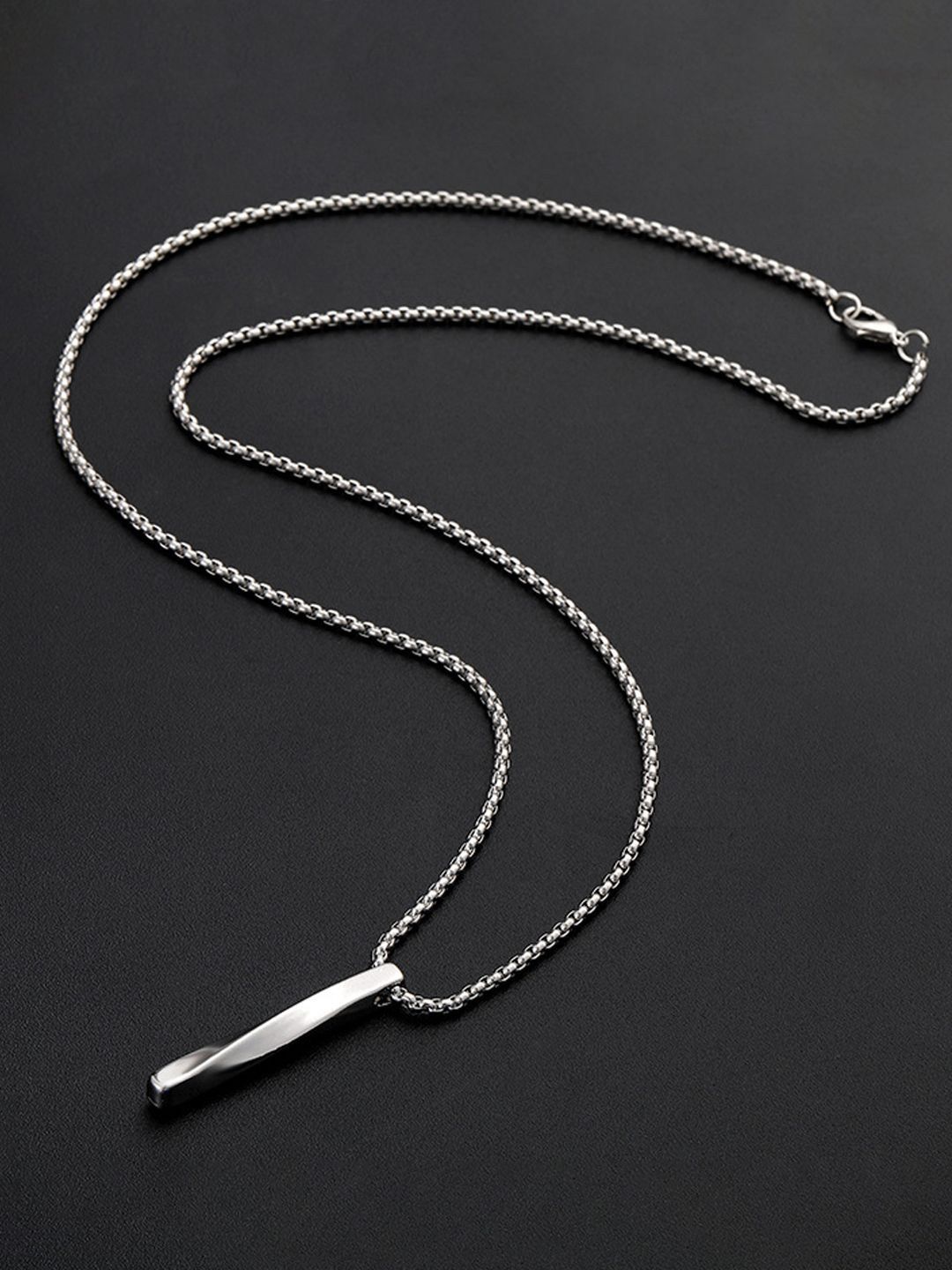 Designs & You Stainless Steel Silver-Plated Square Pendants With Chains-picture-20