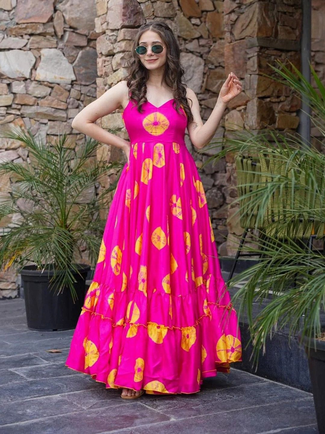 CORSICA Women Tie and Dye Dyed Layered Shoulder Straps Cotton Fit & Flare Maxi Dress-picture-15