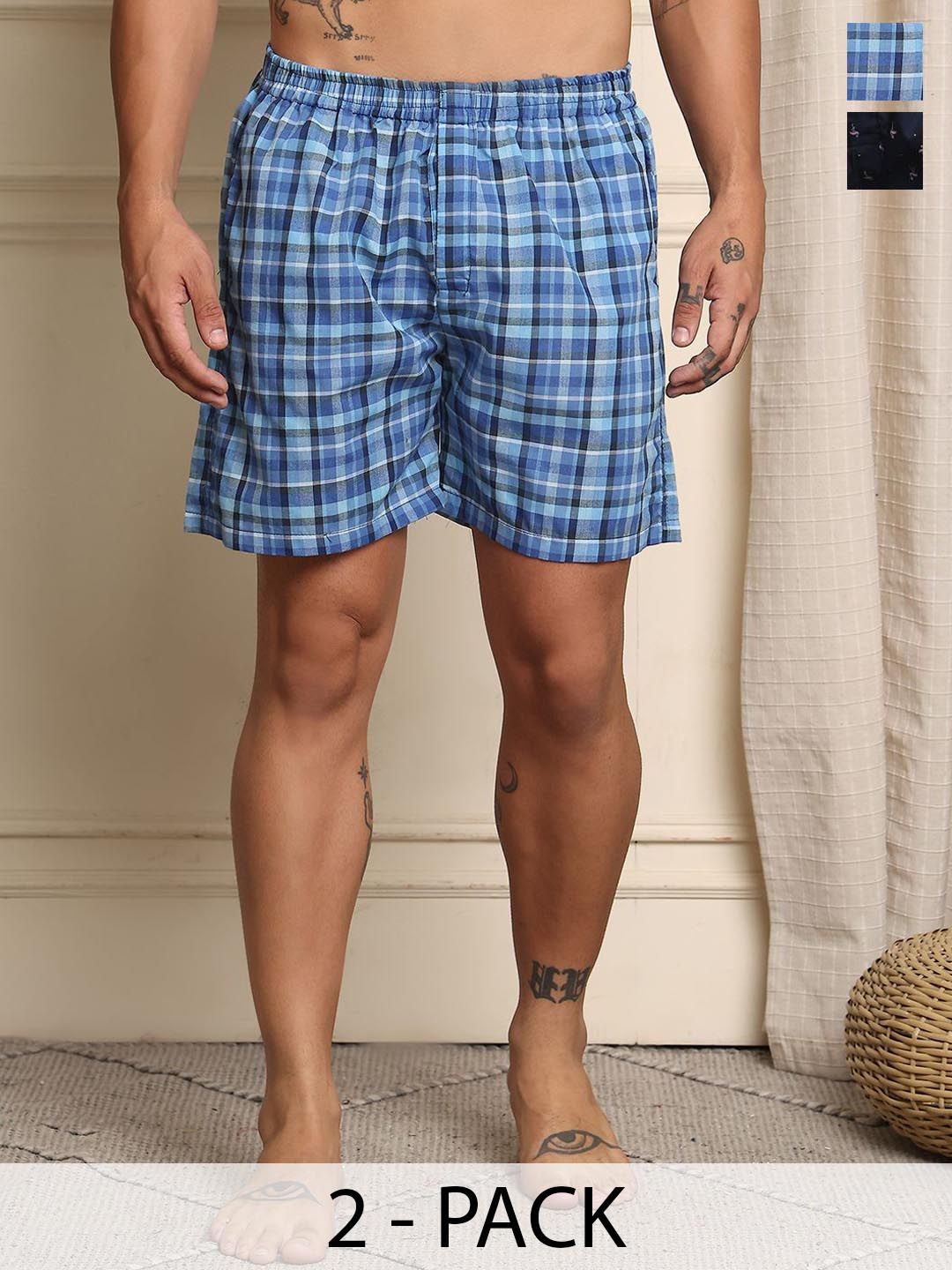 Mast & Harbour Pack Of 2 Printed Super Pure Combed Mercerized Cotton Boxers - BOXCOM95-S-picture-13