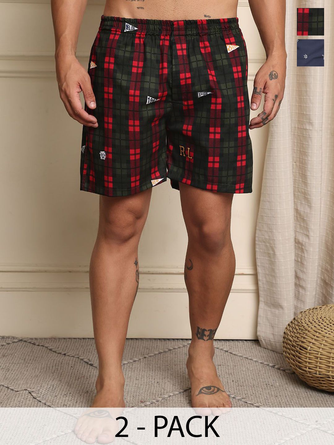 Mast & Harbour Pack Of 2 Printed Cotton Boxers BOXCOM43-S-picture-14