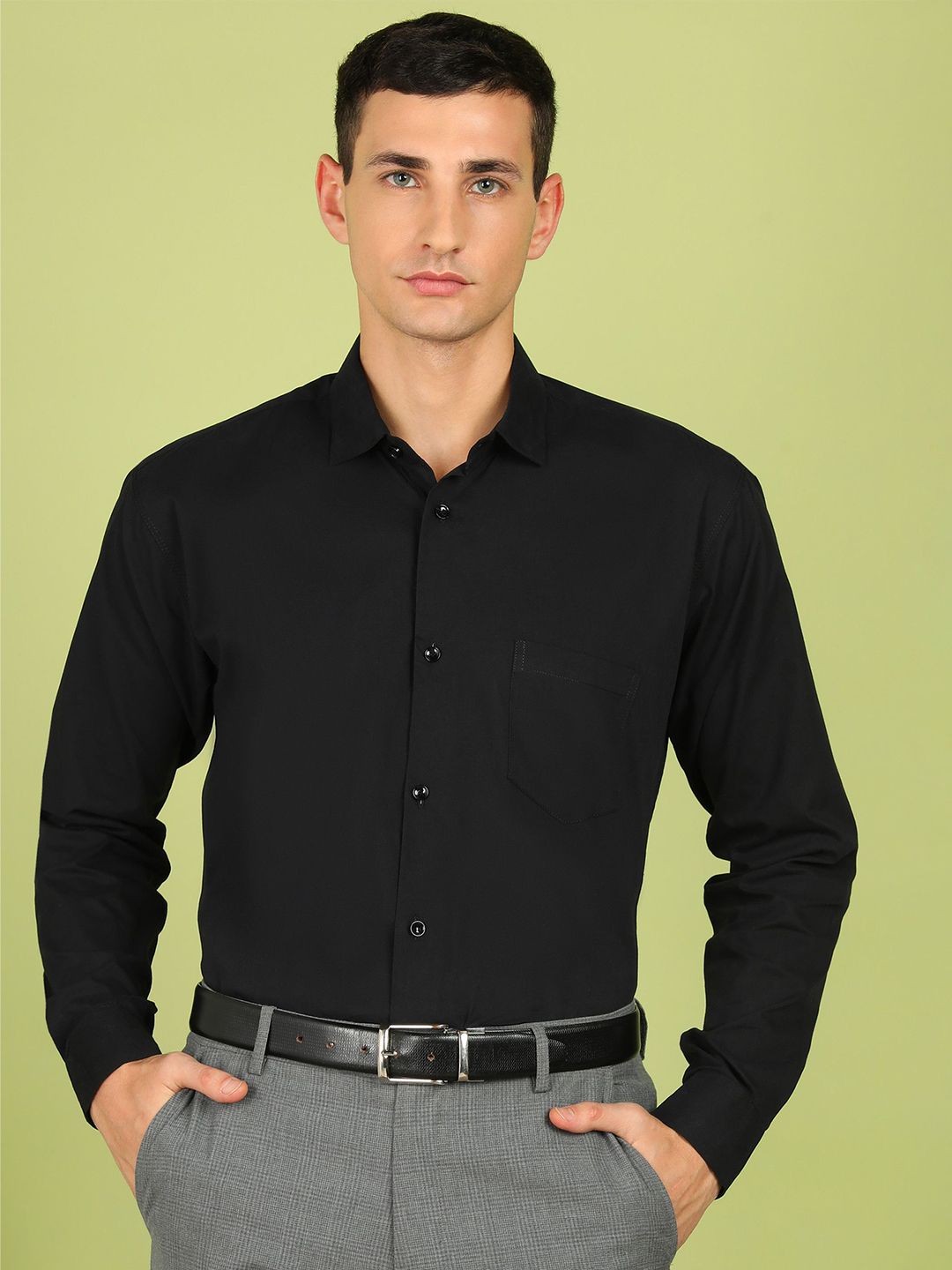 Encore By INVICTUS Slim Fit Spread Collar Long Sleeves Formal Cotton Shirt-picture-20