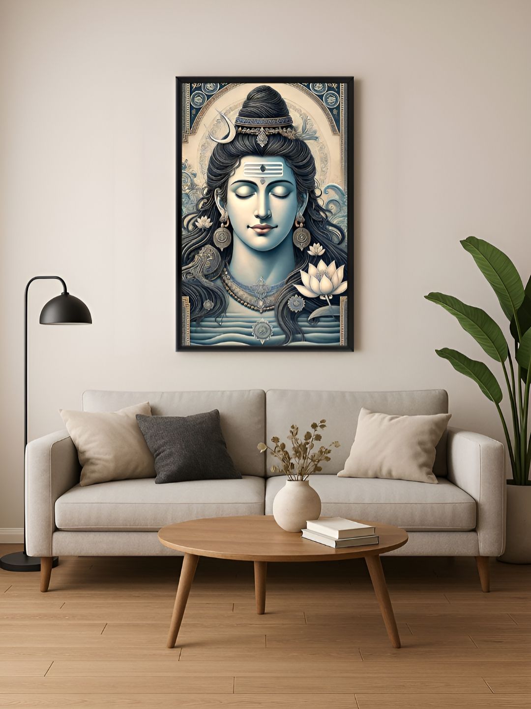 999Store Blue & Grey Shiva Meditation Printed Canvas Religious Wall Art-picture-33