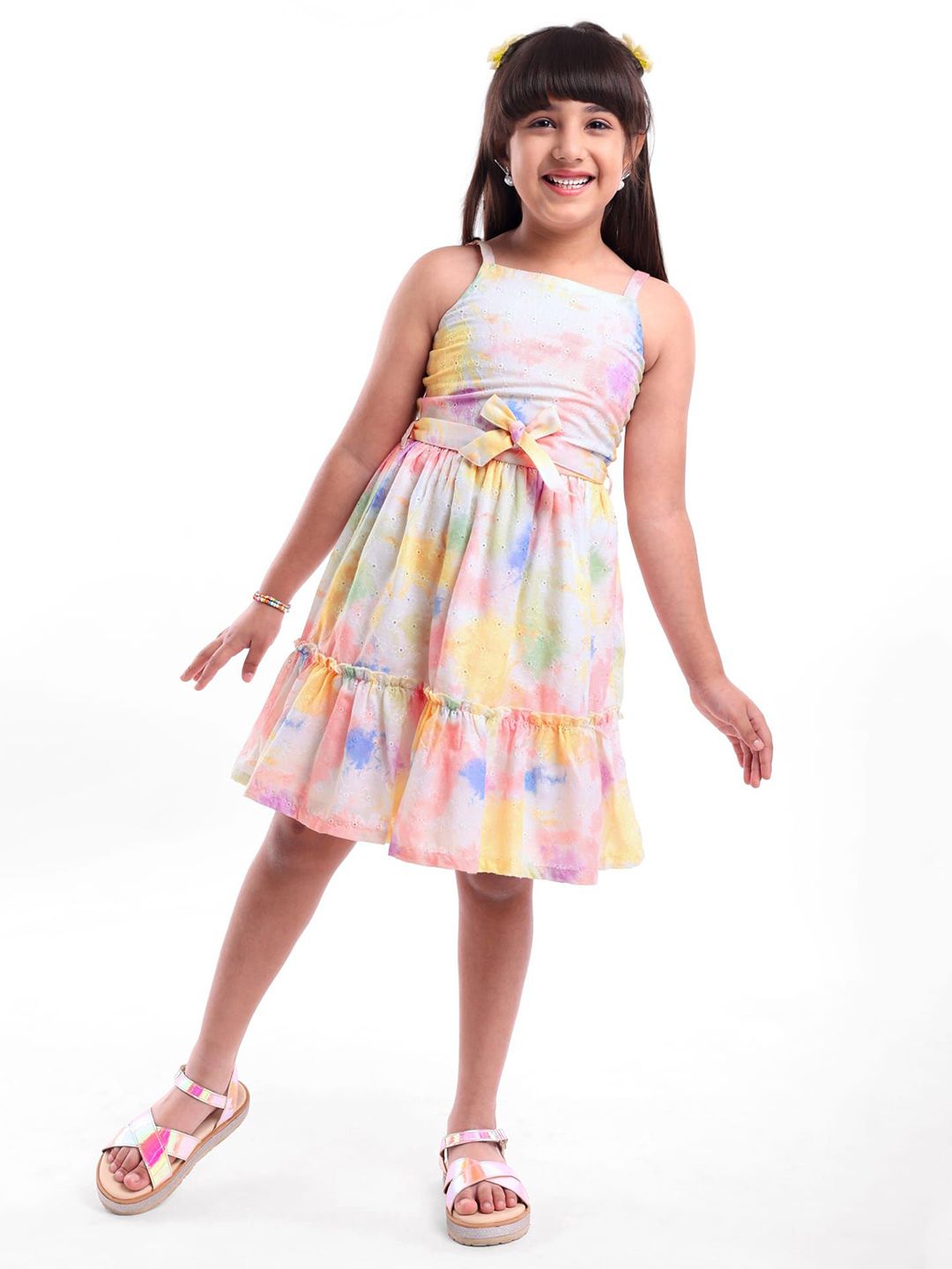 ARIAS By LARA DUTTA Girls Schiffli Fit & Flare Dress-picture-19