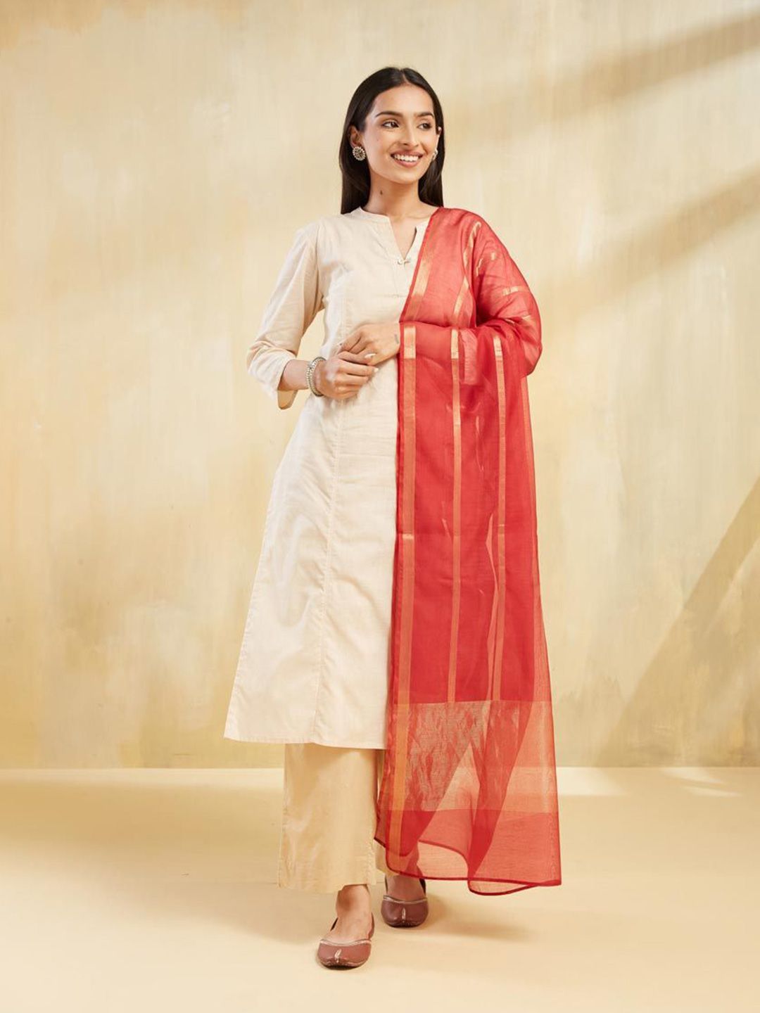 Fabindia Woven Design Cotton Silk Dupatta-picture-49
