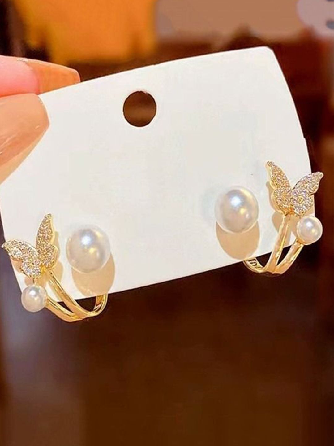 PASU FASHION Gold-Plated Pearls Beaded Quirky Shaped Ear cuff-picture-35