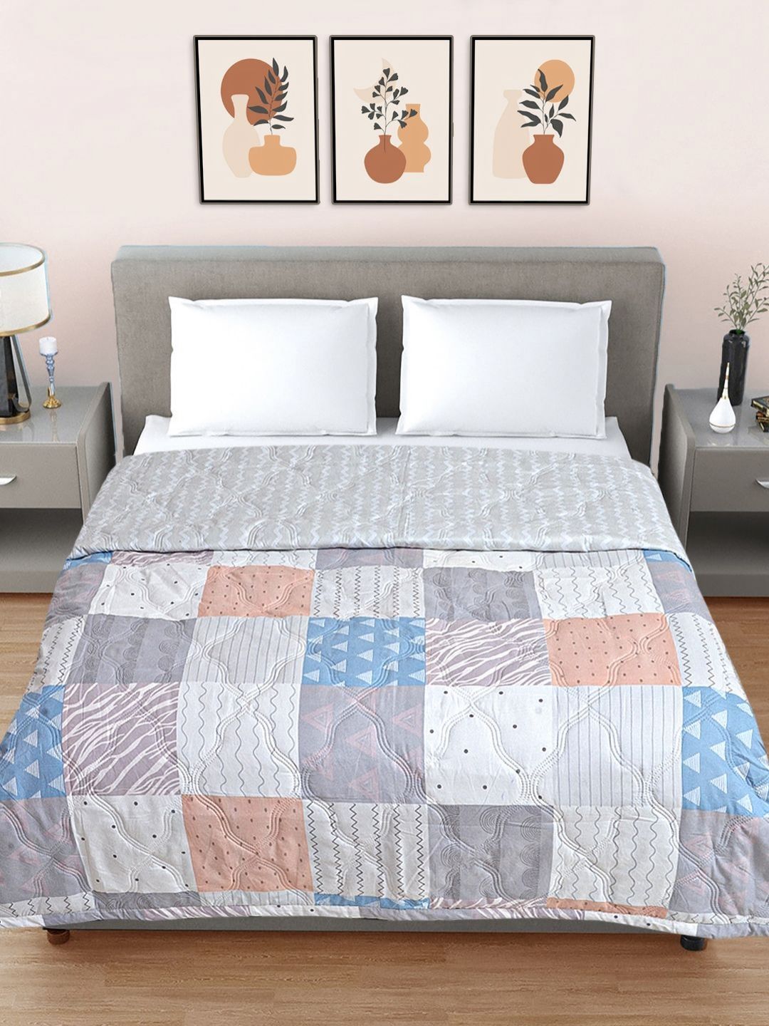 Myntra Elegant Homes Lavender & Pink Geometric AC Room 350 GSM Double Bed Comforter-image-32