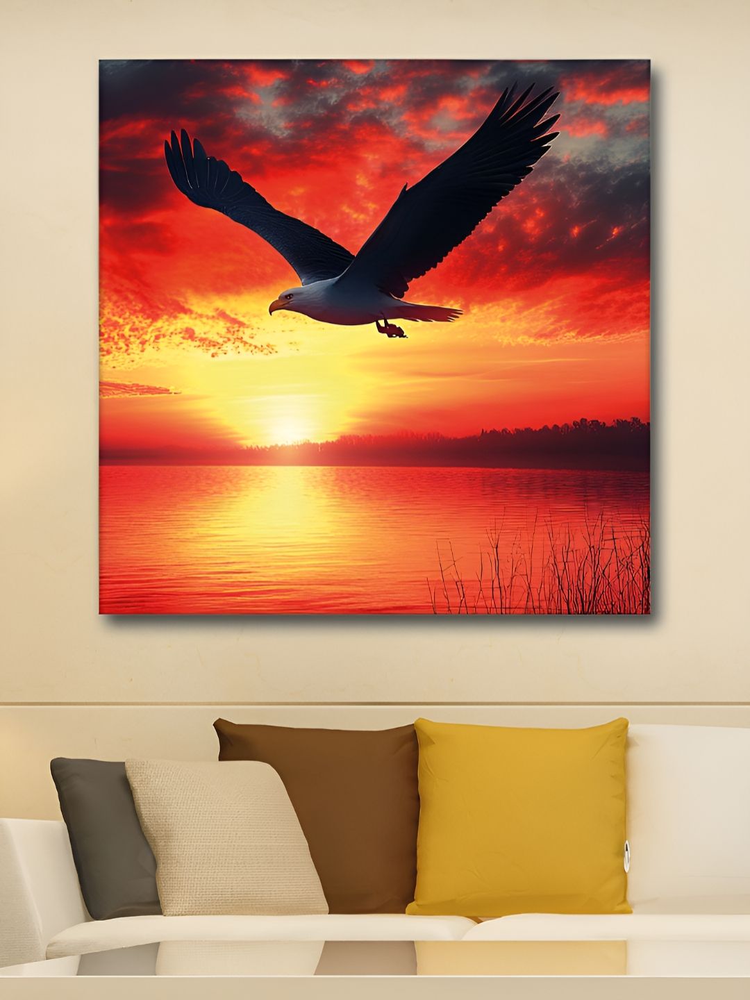 Myntra Elegant Homes Yellow & Black Birds Printed Canvas Wall Art-picture-32