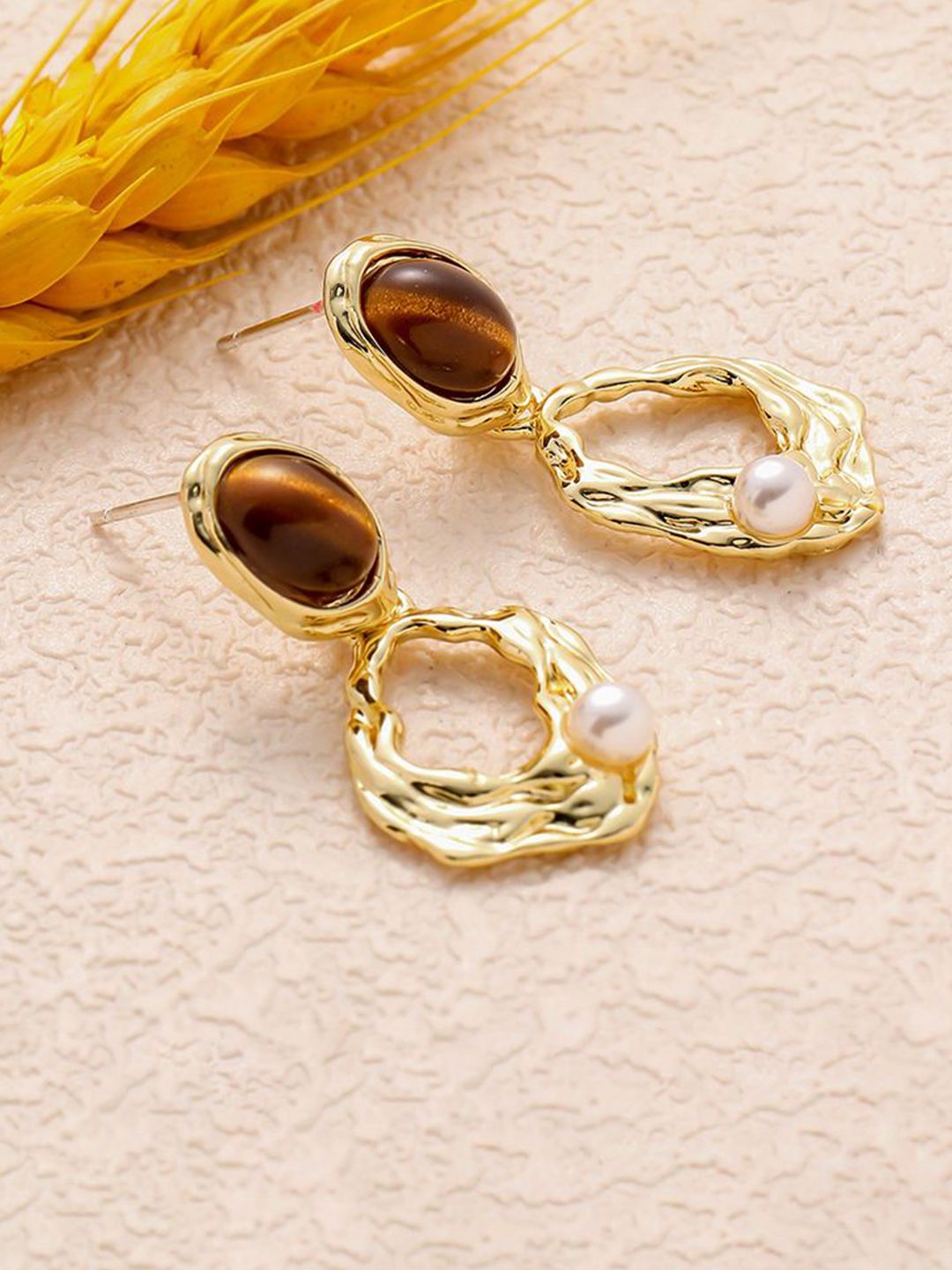 anouk DIVASTRI Gold-Plated Pearls Beaded Korean Contemporary Drop Earrings-picture-51