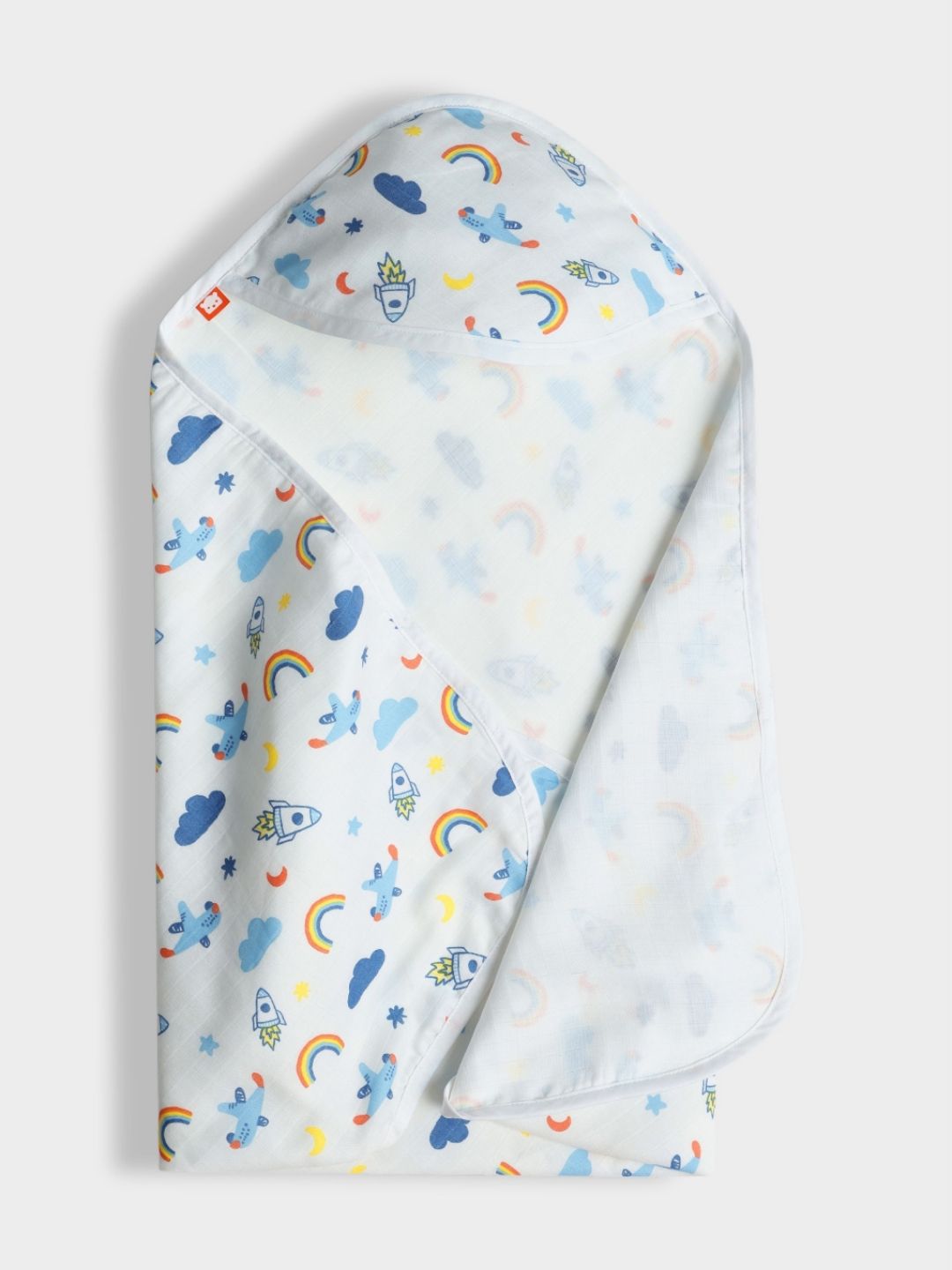 Orange Sugar White & Blue 1 Printed Cotton 110 GSM Bath Towel-picture-58